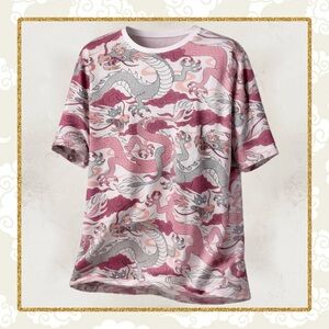 Encrypted Dragon Graphic Tee 5XL Pink Gray | Oversized Streetwear T-Shirt